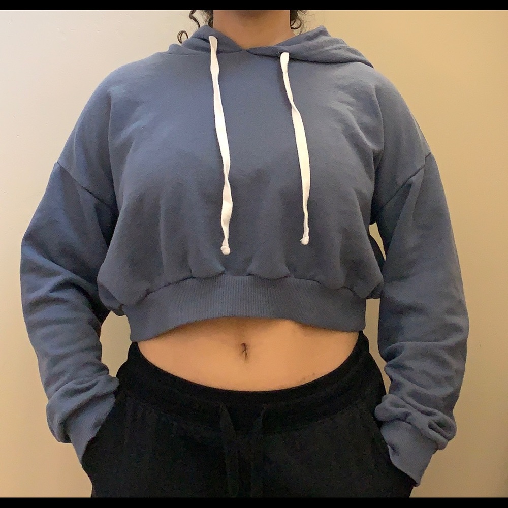 Forever 21 Blue Cropped Hoodie